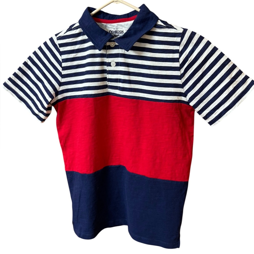 OshKosh B'gosh Kids Polo with Red, White, and Blue Stripes size 12